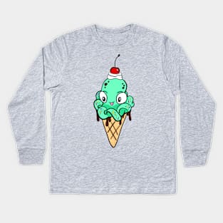 Mint Chip Octo-cone Kids Long Sleeve T-Shirt